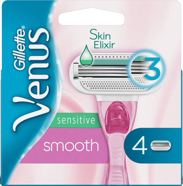 Wymienne wkłady (ostrza) do golenia dla kobiet Venus Smooth Sensitive 4 szt. (7702018575381) - obraz 1