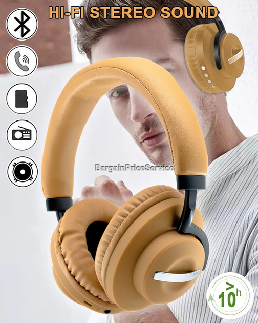 Беспроводные накладные стерео Bluetooth 5.0 наушники Hi-Fi Гарнитура со ...