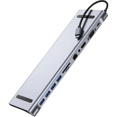 Порт-репликатор Dynamode 11-in-1 USB-C to HDTV 4K/30Hz, VGA, 1хUSB3.0, RJ45, Type-C PD, Audio, SD/MicroSD (BYL-2003) - изображение 6