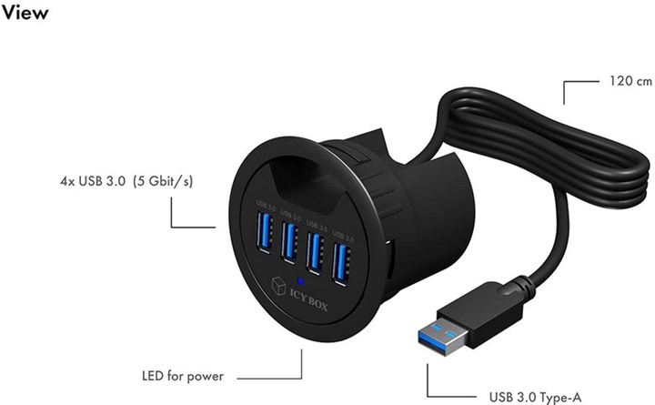 Hub USB Icy Box 4-port, USB 3.0 (IB-HUB1403) - obraz 4