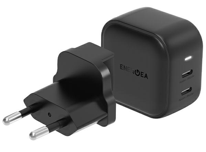 Ładowarka sieciowa Energea Travelite 45 W 2 x USB Type-C PD-PPS 45 W 2C Czarna (6957879424854) - obraz 1