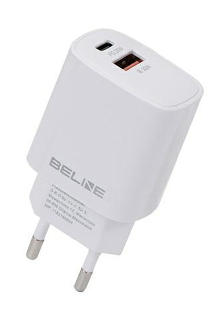 Мережевий зарядний пристрій Beline 30 W 1 x USB Type-C + 1 x USB PD 3.0 + QC 3.0 White (5905359813439) - зображення 1