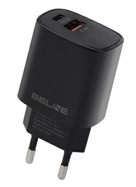 Ładowarka sieciowa Beline 30 W 1 x USB Type-C + 1 x USB PD 3.0 + QC 3.0 Czarna (5905359813422) - obraz 1