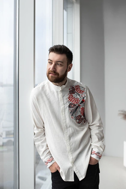 Чоловіча сучасна вишиванка MEREZHKA "Петриківська" розмір 58 - Фото 14 Чоловіча сучасна вишиванка MEREZHKA "Петриківська" розмір 58 - зображення 14