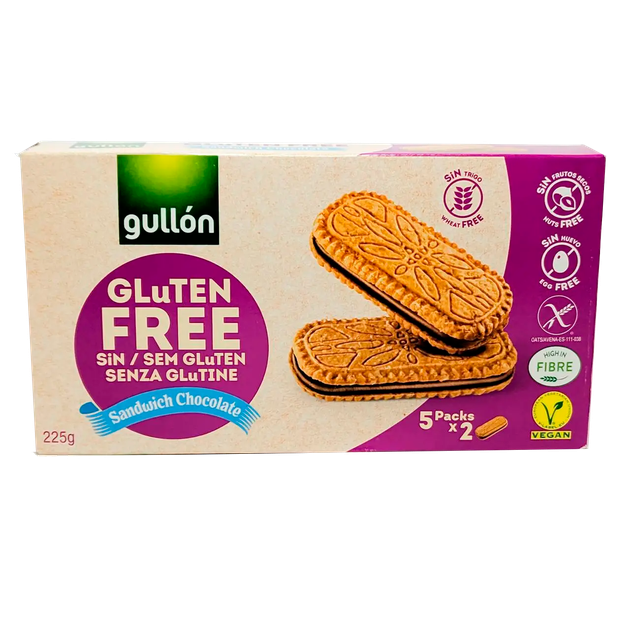 Печенье-сендвич без глютена с шоколадной начинкой веганское Sandwich Choco GULLON 225 г - Фото 2 Печенье-сендвич без глютена с шоколадной начинкой веганское Sandwich Choco GULLON 225 г - изображение 2