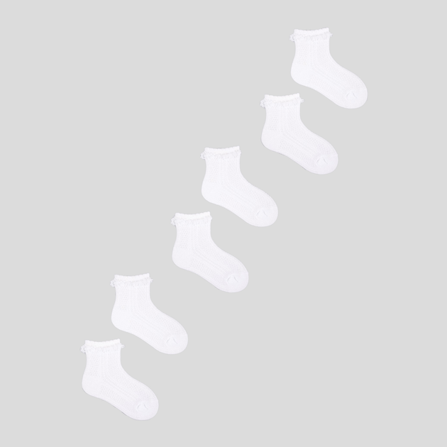 Zestaw skarpetek dla dzieci YOCLUB 3Pack Girl's Socks With Frill SKL-0008G-0100 0-3 3 pary White (5904921620703) - obraz 1