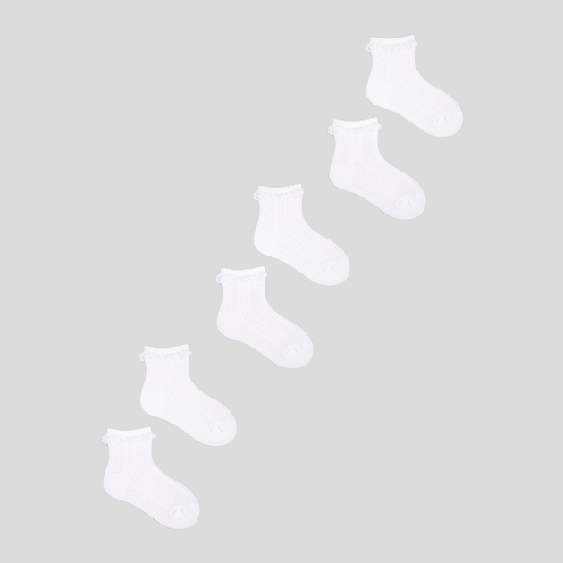 Zestaw skarpetek dla dzieci YOCLUB 3Pack Girl's Socks With Frill SKL-0008G-0100 31-34 3 pary White (5904921625043) - obraz 1