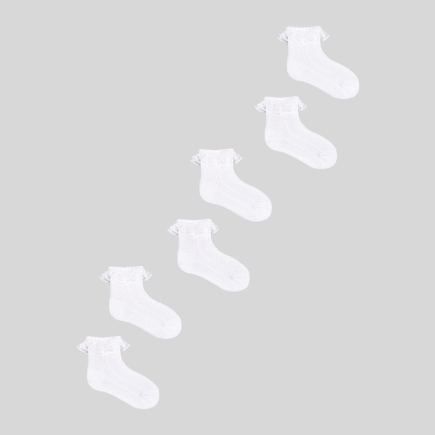 Zestaw skarpetek dla dzieci YOCLUB 3Pack Girl's Socks With Frill SKL-0009G-0100 0-3 3 pary White (5904921620772) - obraz 1