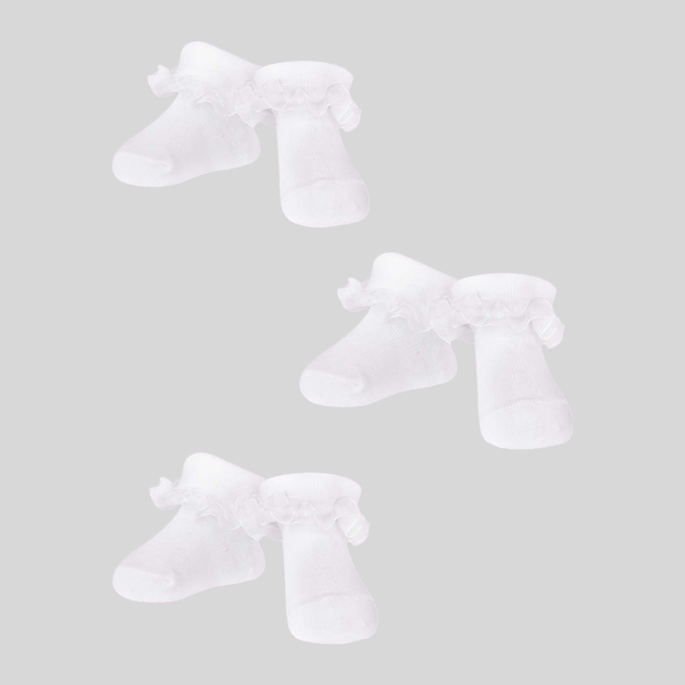 Zestaw skarpet dla dzieci YOCLUB 3Pack Girl's Ruffle Socks SKA-0119G-010J-002 6-9 3 pary White (5904921627092) - obraz 1