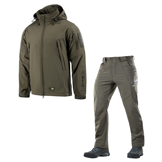 Зимовий тактичний костюм M-Tac куртка + штани Soft Shell Olive L - зображення 1