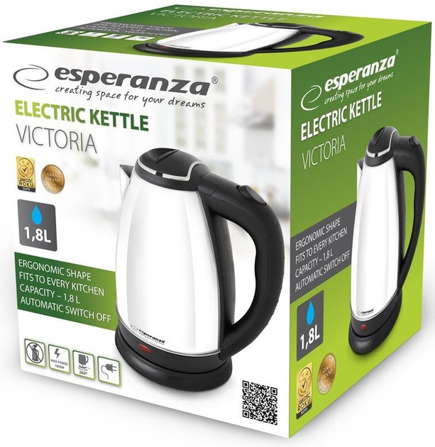 Електрочайник Esperanza Victoria EKK113W 1.8 л Білий - зображення 6
