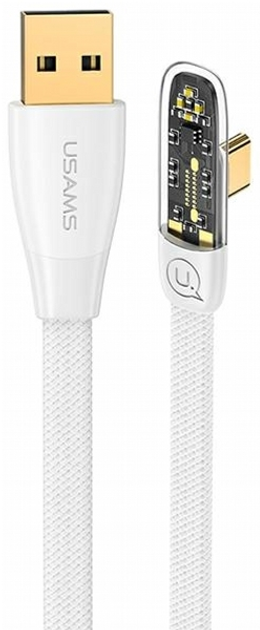Кабель кутовий Usams Iceflake Series Fast Charging PD USB - USB Type-C 6 A 66 W 1.2 м White (6958444902401) - зображення 1