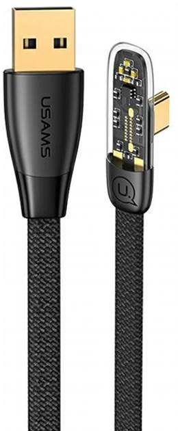 Kabel kątowy Usams Iceflake Series Fast Charging PD USB - USB Type-C 6 A 66 W 1.2 m Czarny (6958444902395) - obraz 1