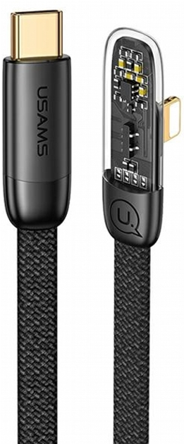 Kabel kątowy Usams Iceflake Series Fast Charging PD USB Type-C - Lightning 20 W 1.2 m Czarny (6958444902357) - obraz 1
