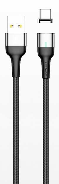 Кабель магнітний Usams U28 Fast Charge USB - Lightning 2.4 A 1 м плетений Gray (6958444965963) - зображення 1