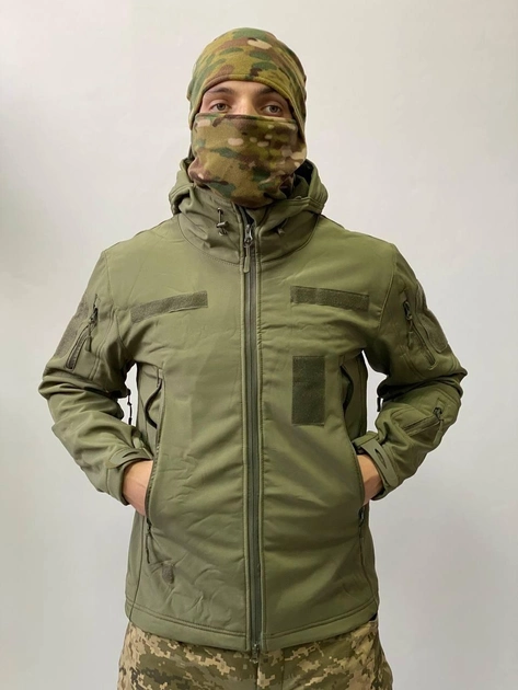 Армейская куртка SoftShell водонепроницаемая, теплая, цвет олива, XL - изображение 2
