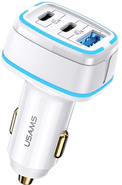 Автомобільний зарядний пристрій Usams C24 105W Fast Charge White (6958444971513) - зображення 1