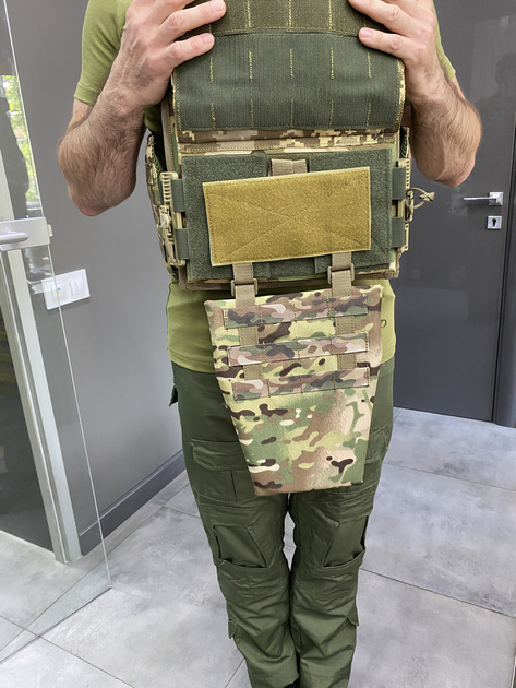 Подсумок передник напашник для плитоноски, размер L, Мультикам, Cordura 1000D, сумка под баллистический пакет - изображение 2