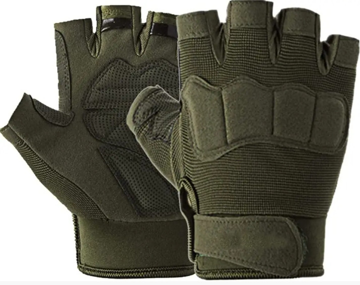 Тактические перчатки без пальцев L на липучке FQTAC039 Зеленый (2399412) Kali - изображение 2