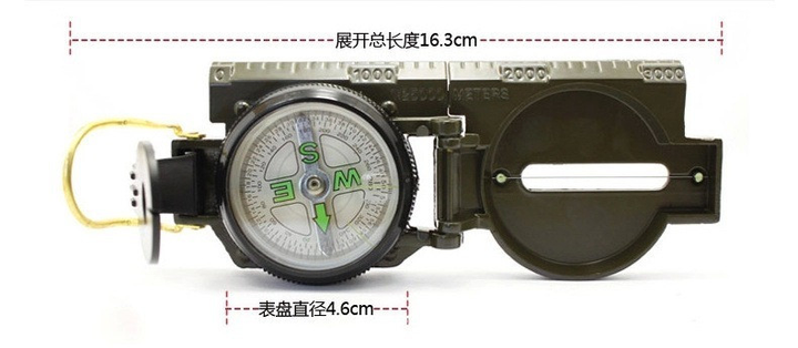 Офіцерський компас складний PF-TCP металевий з лупою Зелений (09669) Kali - зображення 2