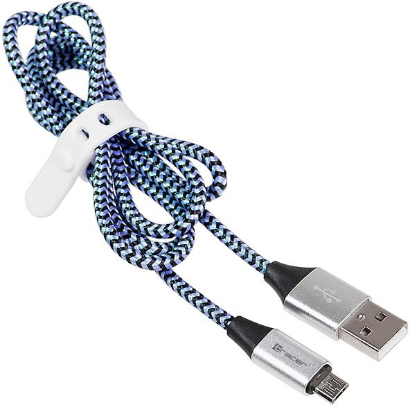 Kabel Tracer USB-A - micro-USB 1 m czarny/niebieski (TRAKBK46929) - obraz 2