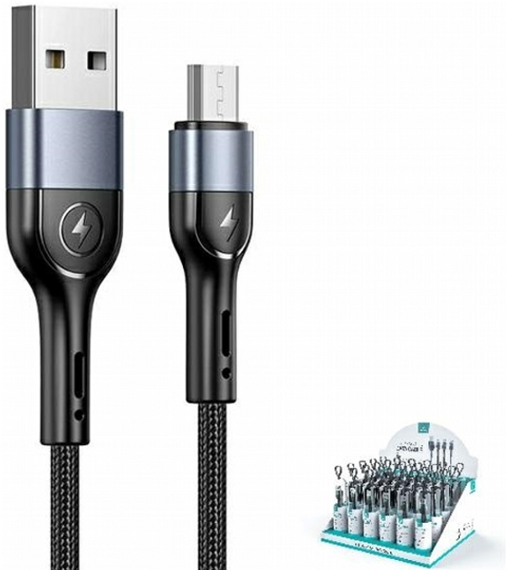 Kabel Usams U55 2 A USB Type-A na micro-USB 1 m Czarny (SJ450USBSG01) (6958444912998) - obraz 1