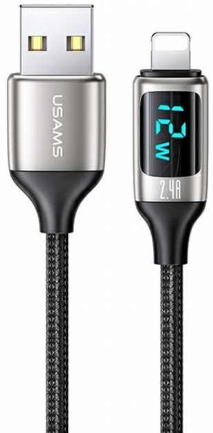 Kabel Usams U78 USB Type-A na Lightning LED 2.4 A Fast Charging 1.2 m Srebro ( SJ543USB02) (6958444975405) - obraz 1
