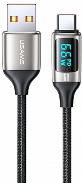 Kabel Usams U78 USB Type-A na USB Type-C LED 6 A Fast Charging 1.2 m Biały (SJ544USB02) (6958444975429) - obraz 1