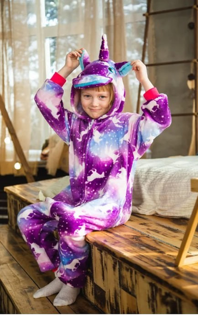 Пижама кигуруми Kigurumi Единорог для девочек Фиолетовый на рост 155 ...