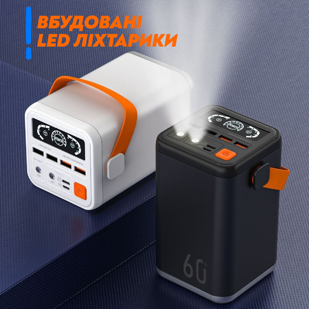 УМБ Павербанк 60000 mAh 2Project з ліхтариком, PD + QC - Зарядка для телефону ноутбука роутера планшета, Портативна батарея Powerbank Зовнішній акумулятор + Подарунок USB-лампочка - Фото 6 УМБ Павербанк 60000 mAh 2Project з ліхтариком, PD + QC - Зарядка для телефону ноутбука роутера планшета, Портативна батарея Powerbank Зовнішній акумулятор + Подарунок USB-лампочка - зображення 6