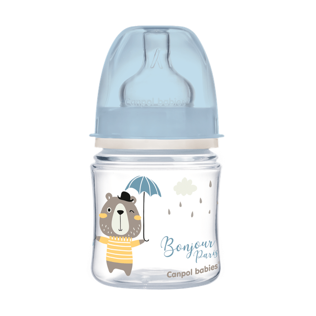 Бутылка антиколиковая с широким отверстием 120 мл PP Easystart Bonjour Paris Canpol babies Cиня (5901691844353) - Фото 3 Бутылка антиколиковая с широким отверстием 120 мл PP Easystart Bonjour Paris Canpol babies Cиня (5901691844353) - изображение 3