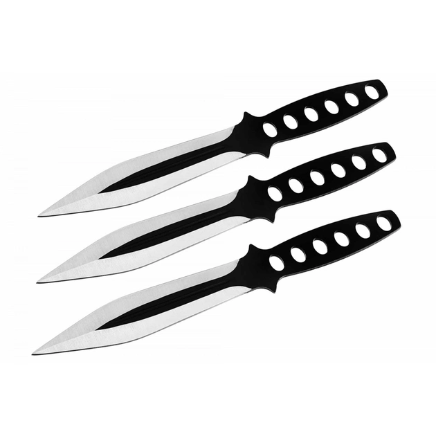 Метальні ножі набір 030 з 3 штук, важкі клинки чорного кольору - зображення 2