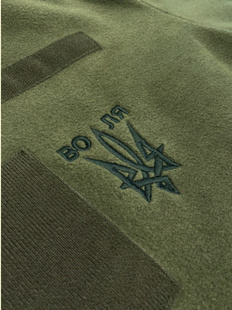 Кофта Tactic4Profi флис хаки на молнии с планкой с вышивкой Тризуб Воля р. 6XL (60) - изображение 2