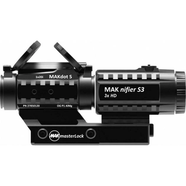 Комплект оптики MAK combo: коліматор MAKdot S 1x20 та магніфер MAKnifier S3 3x на кріпленні MAKmaster Lock CS - зображення 2