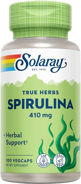 Натуральна харчова добавка Solaray Spirulina 100 капсул (0076280713527) - зображення 1