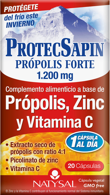 Натуральна харчова добавка Natysal Protecsapin Propolis 1200 мг 12 капсул (8436020325328) - зображення 1