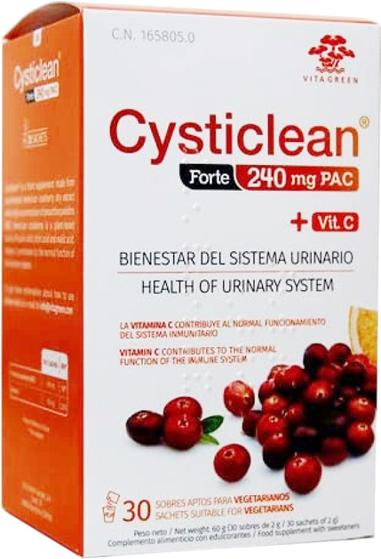 Suplement diety Cysticlean Forte 240 mg 30 saszetek (8436031120196) - obraz 1