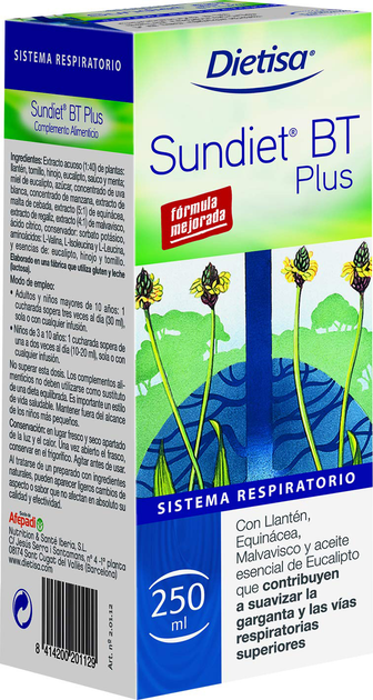 Натуральна харчова добавка Dietisa Sundiet BT Plus Respiratorio 250 мл (8414200201129) - зображення 1