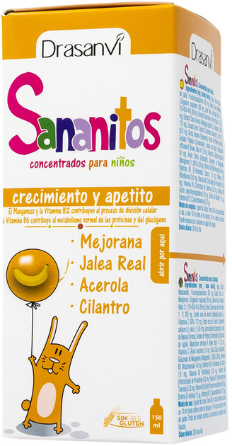 Натуральна харчова добавка Drasanvi Sananitos Crecimiento Y Apetito 150 мл (8436044515309) - зображення 1