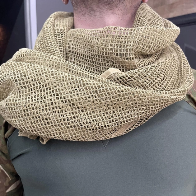 Снайперская сетка военная тактическая, Койот, 0,7м х 1,8м, Single Sword, мужской головной платок, шарф летний - изображение 2