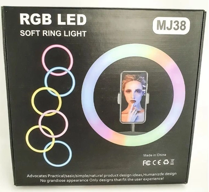 Кольцевая студийная лампа Ring MJ-38 для блогеров селфи кольцо RGB LED 38 см - изображение 9