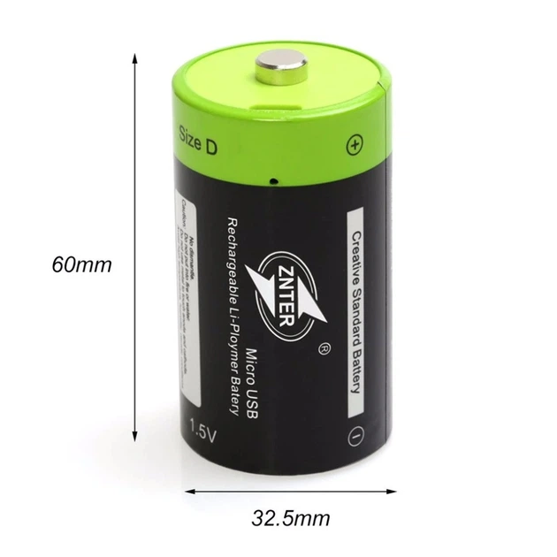 Батарейка акумулятор ZNTER D 1,5V 4000 mAh заряд від micro USB - Фото 2 Батарейка акумулятор ZNTER D 1,5V 4000 mAh заряд від micro USB - зображення 2