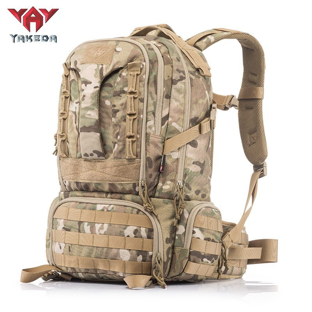 Рюкзак тактический военный с карманом для шлема, каски и съемным Рпс поясом YAKEDA 55L Multicam KYF050 - изображение 1