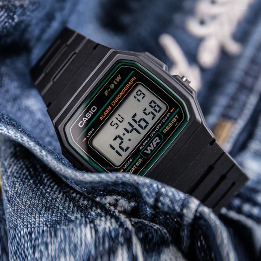Часы черные наручные мужские Casio F-91W-1 retro электронные мужские касио с подсветкой - изображение 4