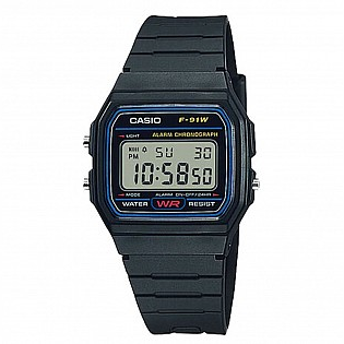 Часы черные наручные мужские Casio F-91W-1 retro электронные мужские касио с подсветкой - изображение 2