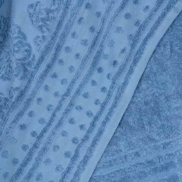 Простынь-покрывало жаккардовое махровое 100% Хлопок GM TEXTILE 190x200см 400г/м2 (Голубой) - изображение 4