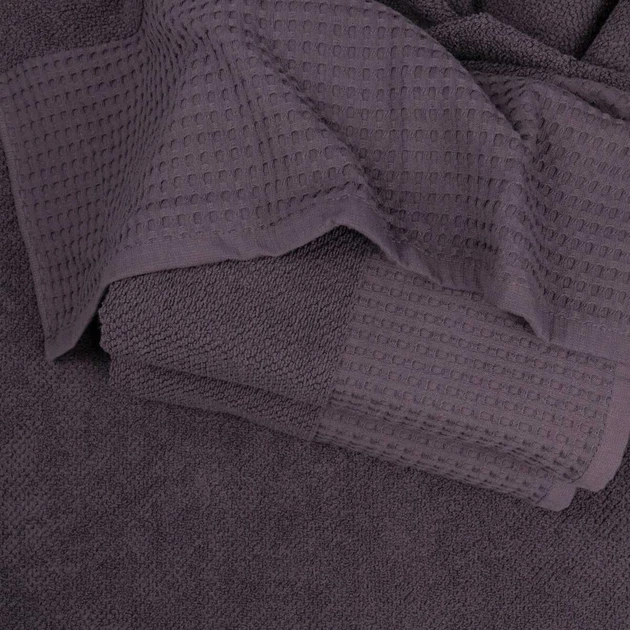 Полотенце махровое Вафельний Бордюр GM Textile 40х70см 500г/м2 (Темный Виноград) - изображение 3