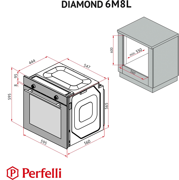 Духова шафа електрична Perfelli DIAMOND 6M8L NERO - зображення 15