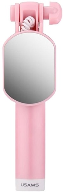 Selfie Stick Usams Mini Mirror różowy (6958444952567) - obraz 1