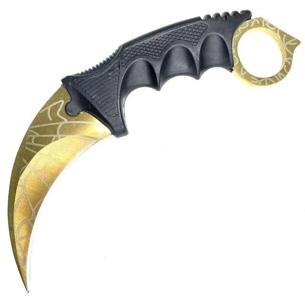 Нож Karambit CS GO керамбит с ножнами золотой с белой паутиной - изображение 1